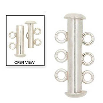 Tube Clasp with 3 Rings - Sterling