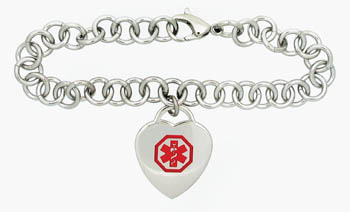 Medical Alert Bracelet Ladies' Stainless Steel with Heart DTJ-26