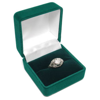 Nylon Flock Ring Box - Hunter Green