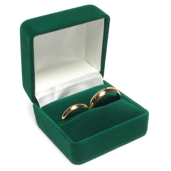 Nylon Flock Double Ring Box - Hunter Green