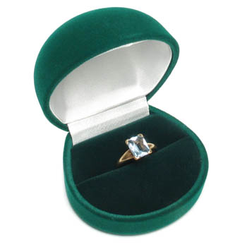 Nylon Flock Round Ring Box - Hunter Green