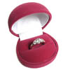 Nylon Flock Round Ring Box - Plum