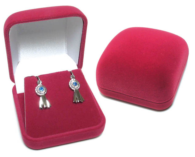 Nylon Flock Earring/Pendant Box - Plum