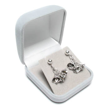 Nylon Flock Earring/Pendant Box - Gray