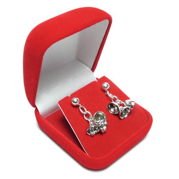 Nylon Flock Earring/Pendant Box - Red