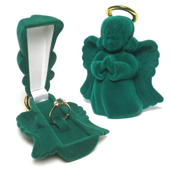 SALE!  Ring Box Praying Angel, Emerald