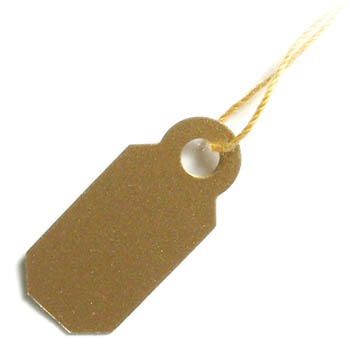 String Tags Gold Plastic 11/16