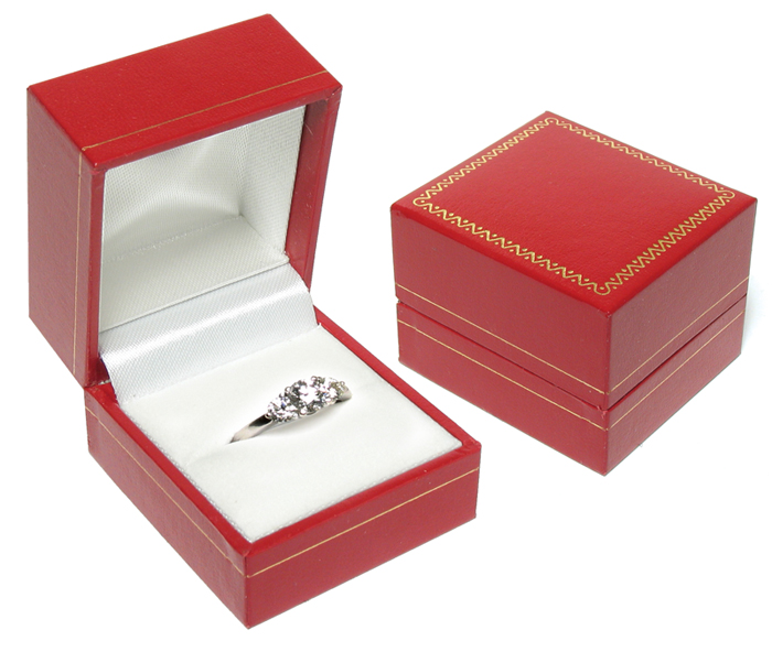 Red Leatherette Ring Box