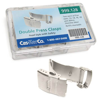 Double push button clasp with safety