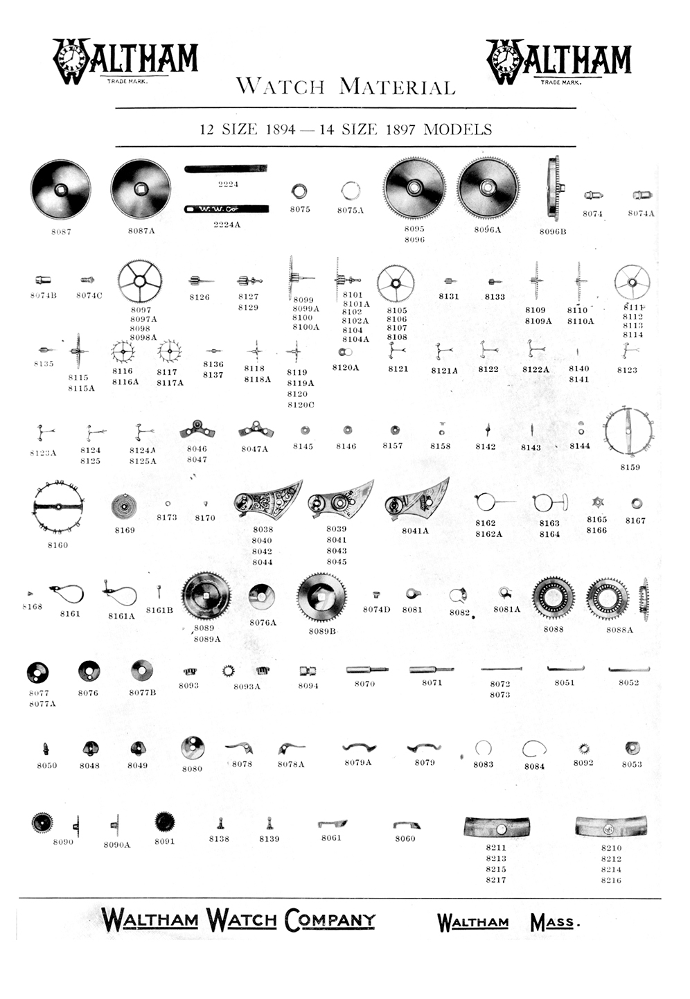 Waltham Parts Diagram 1894-1897