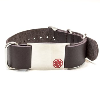 Black Leather Medical Alert Band