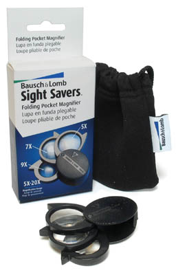 Bausch & Lomb 3 Lens Coin Magnifier Folding Pocket Loupe 5X 20X
