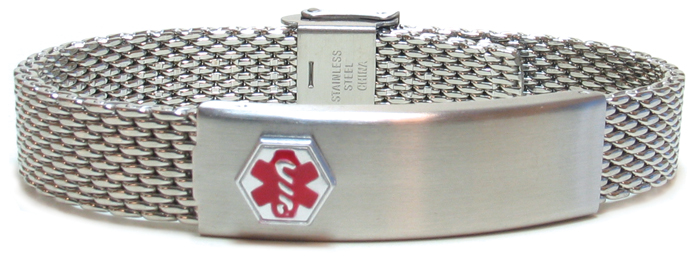 medical alert mesh bracelet stainless steel dtj jewelry