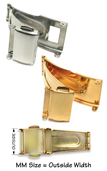 Double push button trifold clasp in yellow